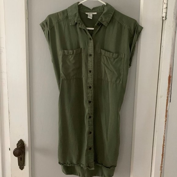 Green Shirt Dress - Picture 1 of 4